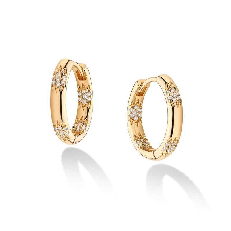 VACRONA Cubic Zirconia Huggie Hoop Earrings for Women 14k Gold Plated Tiny Earrings Small Huggie Hoops Earrings Simple Lightweight Hoops Gift - Image 1