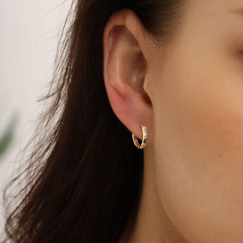VACRONA Cubic Zirconia Huggie Hoop Earrings for Women 14k Gold Plated Tiny Earrings Small Huggie Hoops Earrings Simple Lightweight Hoops Gift - Image 2