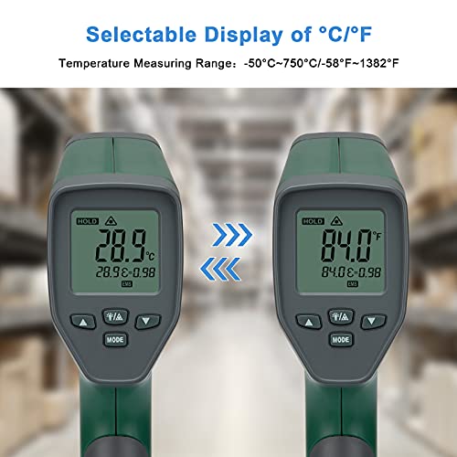 INKBIRDPLUS Temperature Gun Infrared Thermometer for Cooking, Digital Laser Thermometer Gun for Pizza Oven and Reptiles with Backlight, -50℃~750℃ / -58℉~1328℉ (INK-IFT03) - Image 2