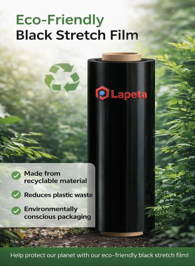 Lapeta Black Stretch Film Wrapping Roll – 6 Inch x 100 Meter, Self-Adhesive Wrap for Packing, Moving, and Storage. - Image 3