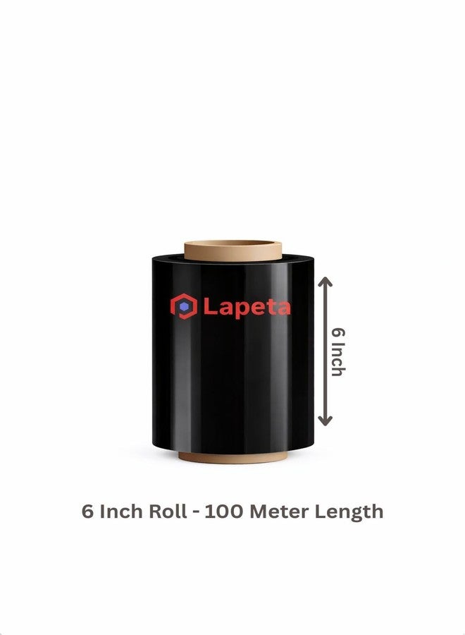 Lapeta Black Stretch Film Wrapping Roll – 6 Inch x 100 Meter, Self-Adhesive Wrap for Packing, Moving, and Storage. - Image 2