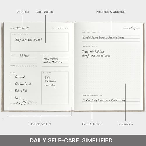 &And Per Se And Per Se Wellness Journal, Self Care & Daily Journal for Women, Mental Health Planner with Habit Tracker, Diet & Goals, Undated, Gift-Ready (Black) - Image 3