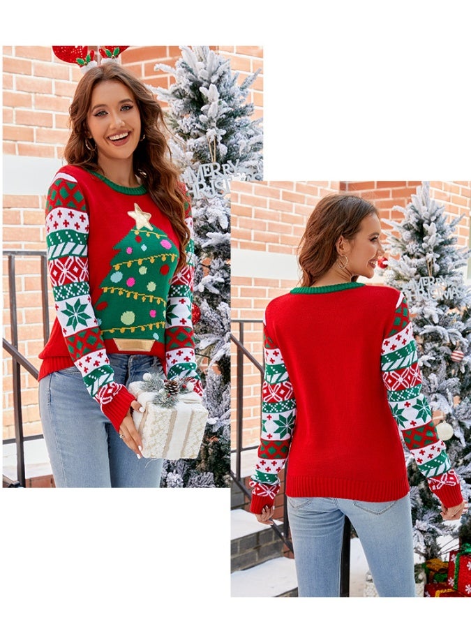 NIBEMINENT Christmas Knitwears Sweater Women Autumn And Winter  O Neck Long Sleeve Printed Fashion Casual Knitted Pullovers Feminina Top - Image 2