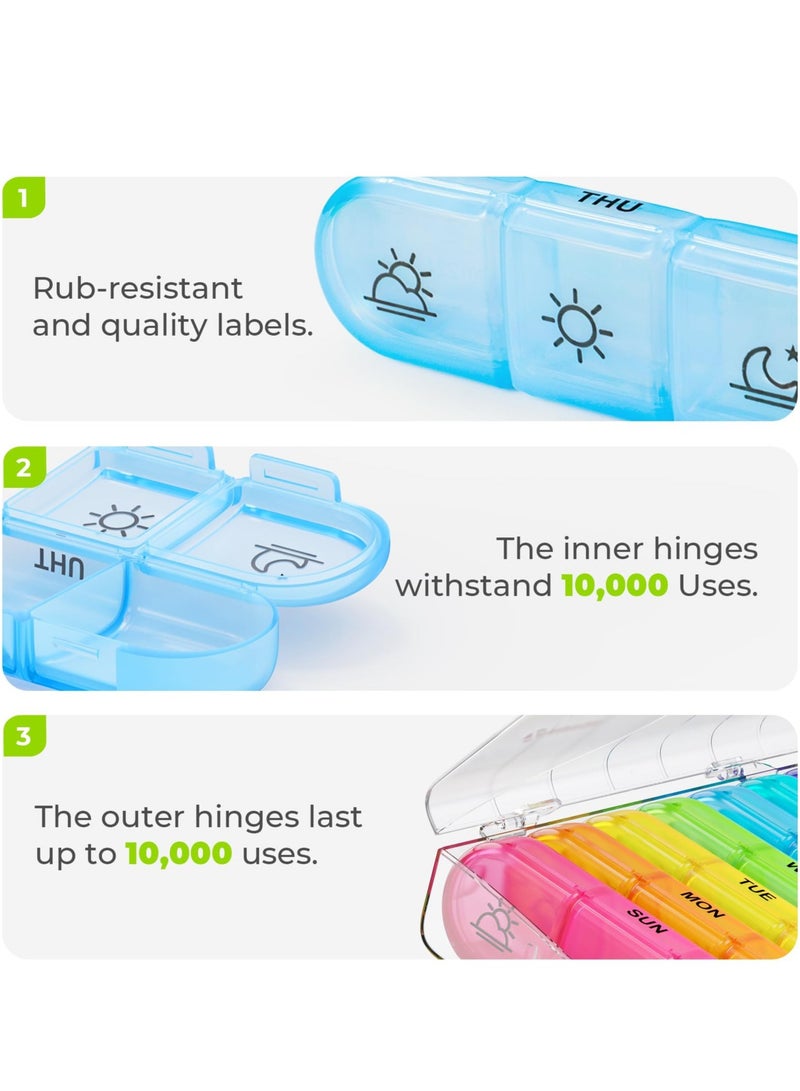 Pill Organizer 3 Times a Day, Large Weekly Pill Case 7 Day, Daily Pill Box with 21 Compartments, Pill Dispenser Supplement Holder for Pills/Vitamin/Fish Oil - Image 4