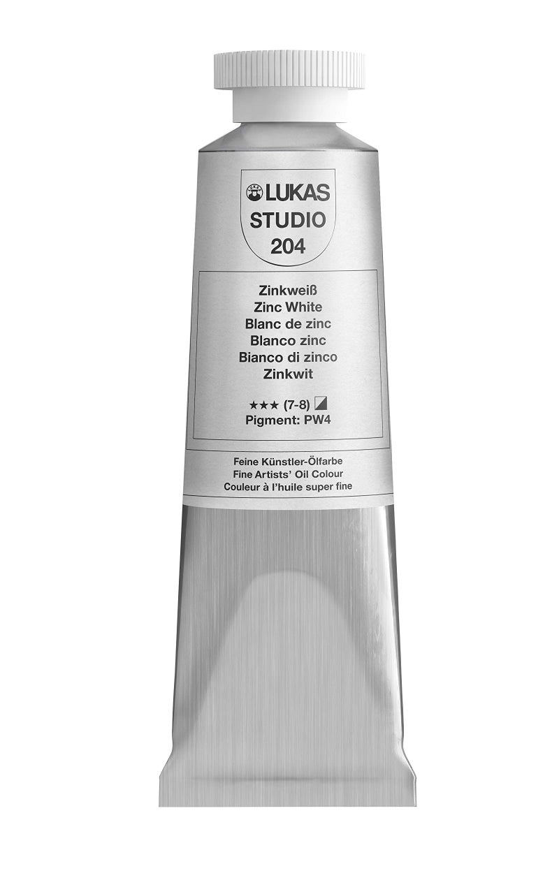 Lukas Studio Artist Oil Color Paints - High-pigment oil paint made with natural binder for artist, painting, & more! - [Zinc White - 37 mL] - Image 1