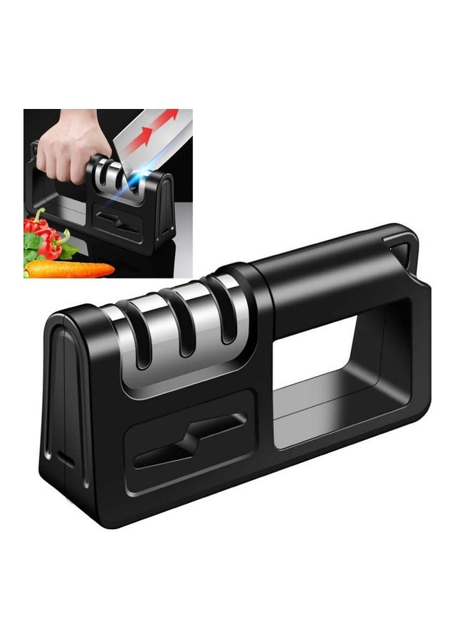 NIBEMINENT 2-Piece Three-Stage Diamond Cutter Head Kitchen Sharpener Black/Silver  - Image 1