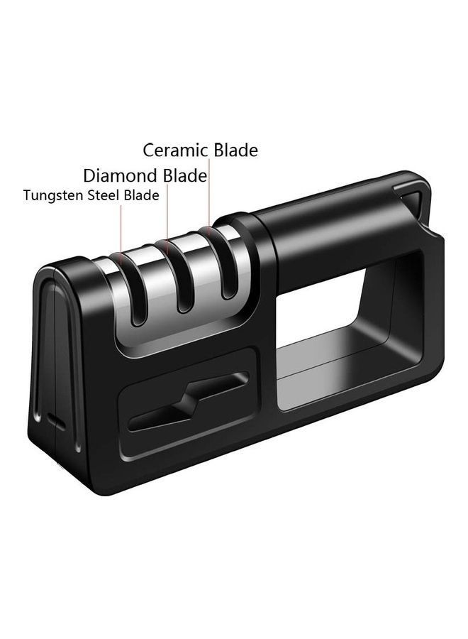 NIBEMINENT 2-Piece Three-Stage Diamond Cutter Head Kitchen Sharpener Black/Silver  - Image 2
