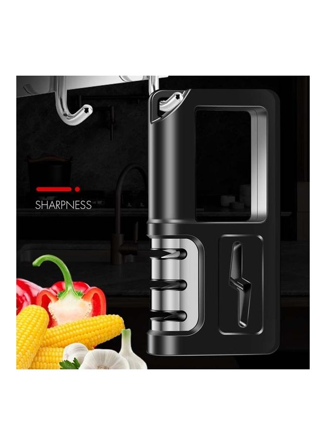 NIBEMINENT 2-Piece Three-Stage Diamond Cutter Head Kitchen Sharpener Black/Silver  - Image 4
