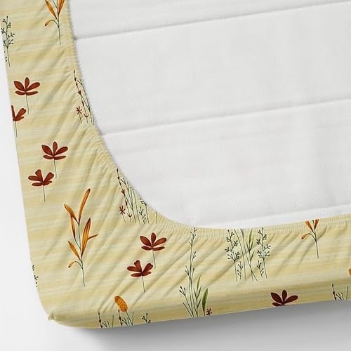 AMEYAA Premium Heavy Cotton Elastic Fitted Bedsheets with 2 King Size Pillow Covers || Double Bed with All Around Elastic 350 TC || 72 x 78 Inch King Size Fitted || - Yellow - Image 3