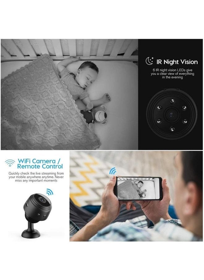 Mini Hidden Camera WiFi Small Wireless Video Camera Full HD 1080P Night Vision Motion Sensor Support SD Card for iPhone Android Video Detection Security Nanny Surveillance Cam
