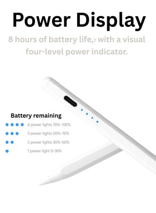 قلم Pencil Lite، قلم مغناطيسي سعوي مزود بشحن USB-C، لا يتطلب اقترانًا، رأس قابل للاستبدال، مؤشر LED، بطارية تدوم 8 ساعات، متوافق مع أجهزة Android اللوحية والهواتف الذكية، أبيض - view 5