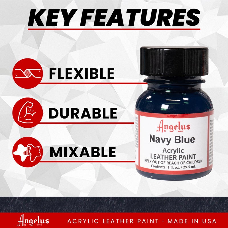Angelus Acrylic Leather Paint For Shoes, Sneakers, Leather, Canvas, Furniture, and More - 1 fl oz, Navy Blue - Image 2