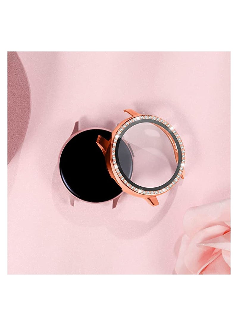 SYOSI Compatible for Samsung Galaxy Watch Active 2 Screen Protector 44mm, Crystal Diamonds Design for Women Girl Full Protective Bumper with HD Screen for Galaxy Active 2 Watch 44mm Rose Gold  - Image 2