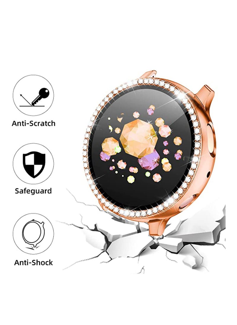 SYOSI Compatible for Samsung Galaxy Watch Active 2 Screen Protector 44mm, Crystal Diamonds Design for Women Girl Full Protective Bumper with HD Screen for Galaxy Active 2 Watch 44mm Rose Gold  - Image 4