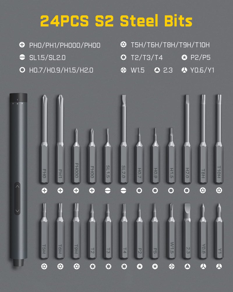 Fanttik E1 Pro 3.7V Mini Electric Screwdriver, Precision Screwdriver Set with 24 Magnetic Bits, Max. 3 N.m, Magnetic Storage, 5/32''Hex, Repair Tool Set for Phone Camera Laptop Watch - Image 3