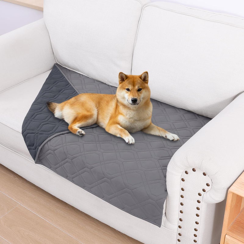 Smiry Reversible Waterproof Couch Covers for Sofa, Washable Dogs Pet Couch Covers for 3 Cushion Sofa Pet Friendly, Water Resistant Furniture Protector Slipcover, Geometric (30"x53", Grey/Dark Grey) - Image 1