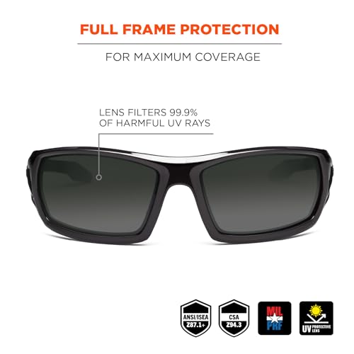 Ergodyne Skullerz Odin Polarized Safety Sunglasses - Black Frame, Smoke Lens - Image 2
