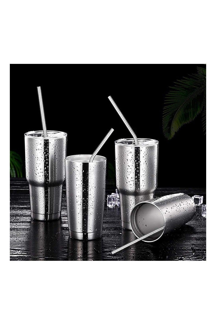 Set of 4 Reusable Metal Straws, Long Stainless Steel Straw with Cleaning Brushes, Drinking for 30 oz and 20 oz Tumblers. - Image 4