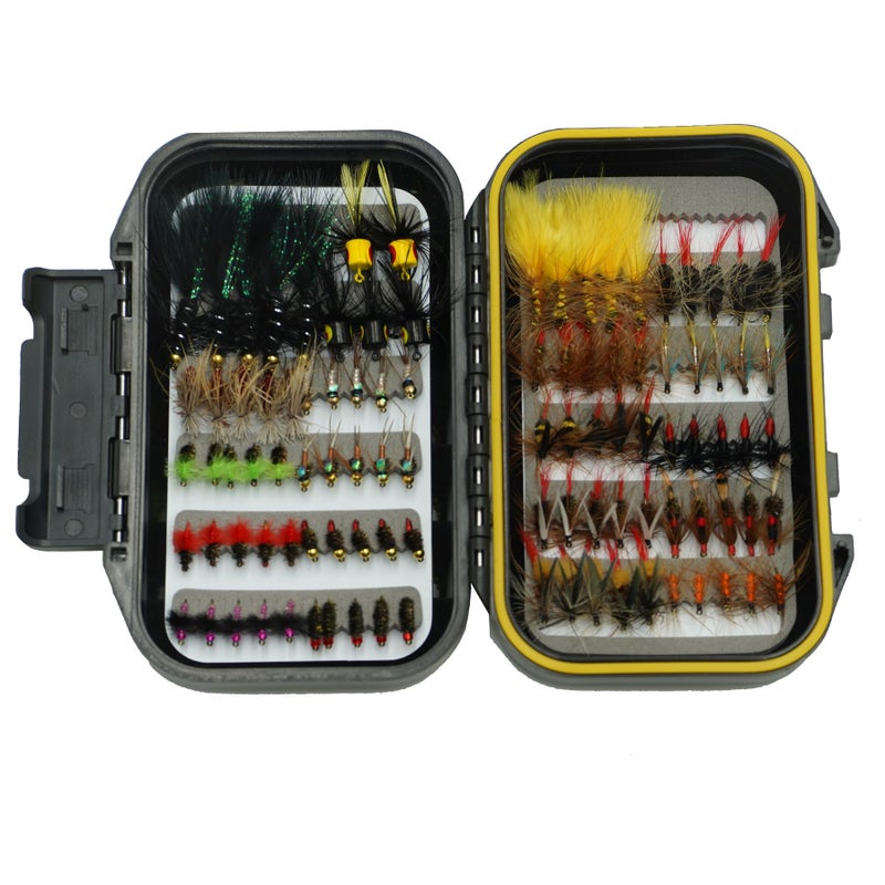 CTrowelpro Fly Fishing Flies Assortment Kit with Fly Box 100PCS DryWet Tenkara Flies Streamers Nymph Popper for Trout Salmon Bass Steelhead Fly Fishing Kit - Image 2