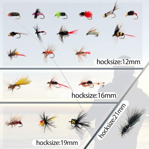 CTrowelpro Fly Fishing Flies Assortment Kit with Fly Box 100PCS DryWet Tenkara Flies Streamers Nymph Popper for Trout Salmon Bass Steelhead Fly Fishing Kit - Image 3