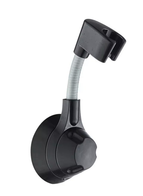 Suction Cup Shower Holder Adjustable Shower Head Holder Nozzle Handheld Holder Punch-Free Multi Angle Rotation Shower Bracket (Black)
