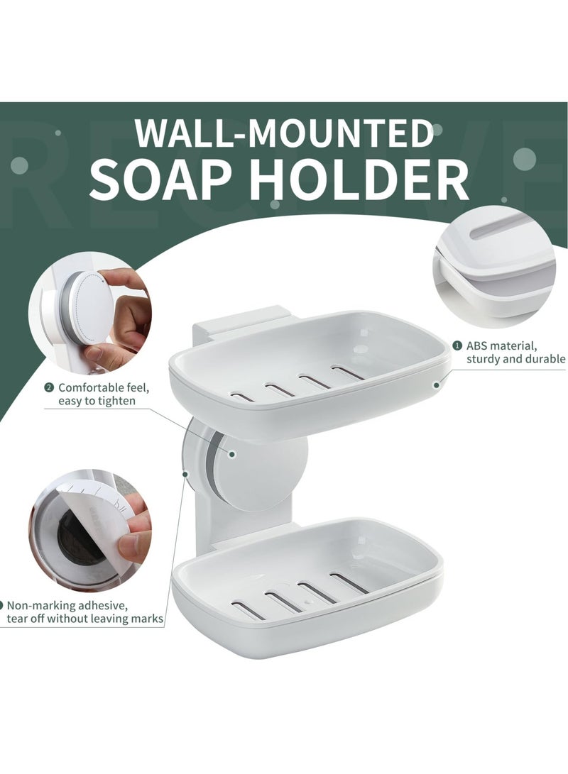 SOLARAE Double Layer Soap Holder, Removable Soap Caddy, NO-Drilling, Self Draining, Suitable for Shower, Bathroom, Tub and Kitchen Sink - Image 4