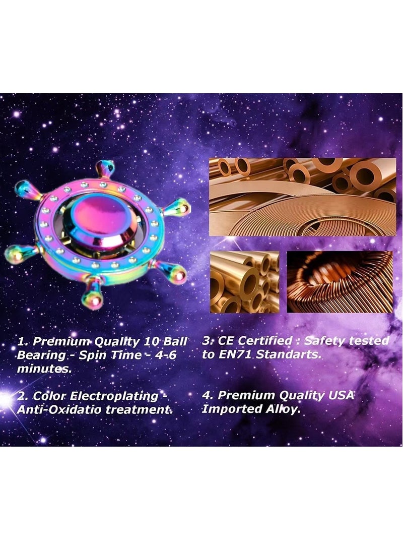 Rainbow Fidget Spinner Toy Metal 2-Piece Set, Small Handheld Finger Spinner, Children's Adult Spinner Toy, Focused Table Toy, Fidget Spinner, Party Favor Bag Filler, Novelty Gift (Spider+Rudder)  - Image 2