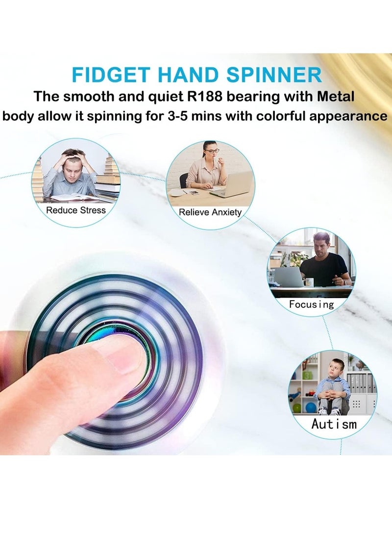 Rainbow Fidget Spinner Toy Metal 2-Piece Set, Small Handheld Finger Spinner, Children's Adult Spinner Toy, Focused Table Toy, Fidget Spinner, Party Favor Bag Filler, Novelty Gift (Spider+Rudder)  - Image 3