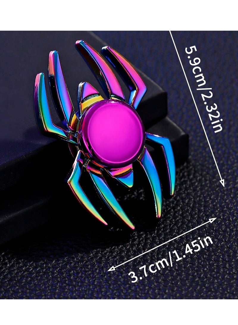 Rainbow Fidget Spinner Toy Metal 2-Piece Set, Small Handheld Finger Spinner, Children's Adult Spinner Toy, Focused Table Toy, Fidget Spinner, Party Favor Bag Filler, Novelty Gift (Spider+Rudder)  - Image 5