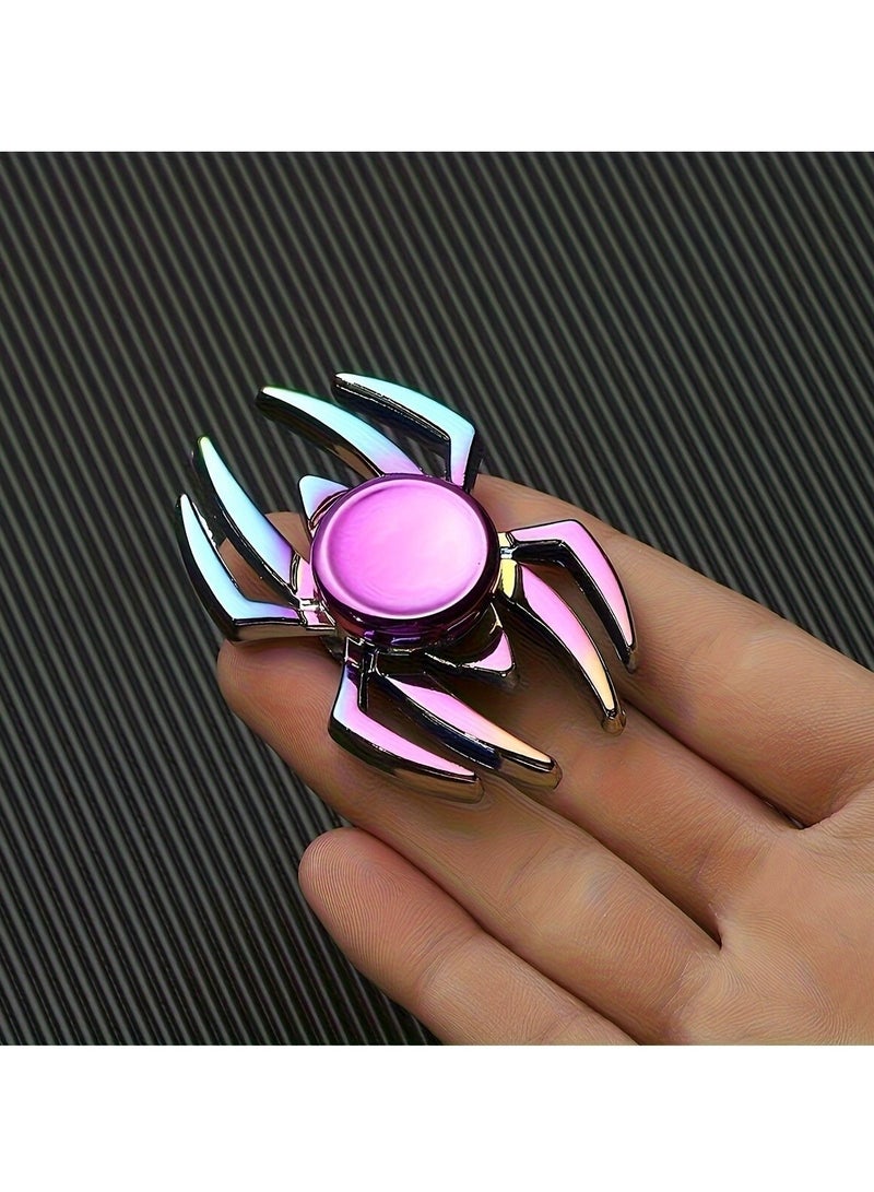 Rainbow Fidget Spinner Toy Metal 2-Piece Set, Small Handheld Finger Spinner, Children's Adult Spinner Toy, Focused Table Toy, Fidget Spinner, Party Favor Bag Filler, Novelty Gift (Spider+Rudder)  - Image 4