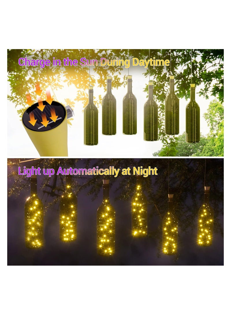 Generic Solar-Powered Wine Bottle Fairy Lights, 6-Pack Mini String Lights with 20 Waterproof LED Cork Lights for DIY Decor, Garden, Patio, Pathway, Outdoor Weddings, and Halloween (Warm White, 2 Meters) - Image 5