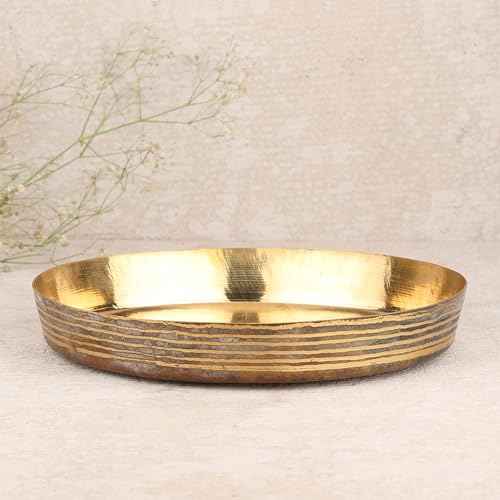 TORPPEZA Handcrafted Brass 12 Inch thali for Sweets Home DÉCOR Pooja Plate Gift Item thali for Pooja - Image 2