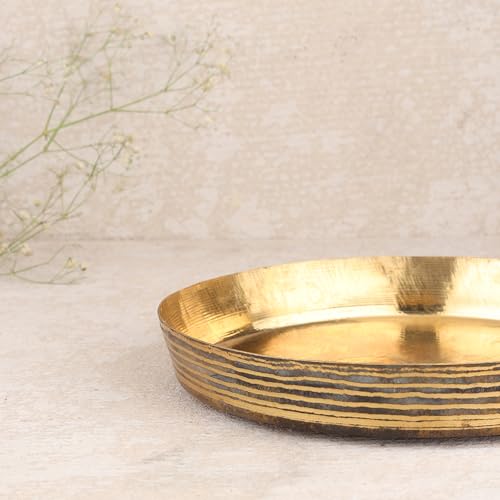 TORPPEZA Handcrafted Brass 12 Inch thali for Sweets Home DÉCOR Pooja Plate Gift Item thali for Pooja - Image 3