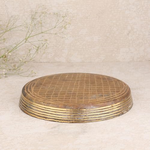 TORPPEZA Handcrafted Brass 12 Inch thali for Sweets Home DÉCOR Pooja Plate Gift Item thali for Pooja - Image 4
