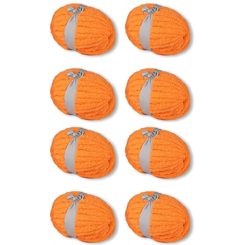 INNDUN Orange Chunky Yarn Soft Thick Fluffy Jumbo Chenille Yarn for Luxurious Blankets, Throw, Home Decor - for Arm Knitting, Crochet & Knitting Projects (8-Pack/4.3 lb, 263yds) - Image 1