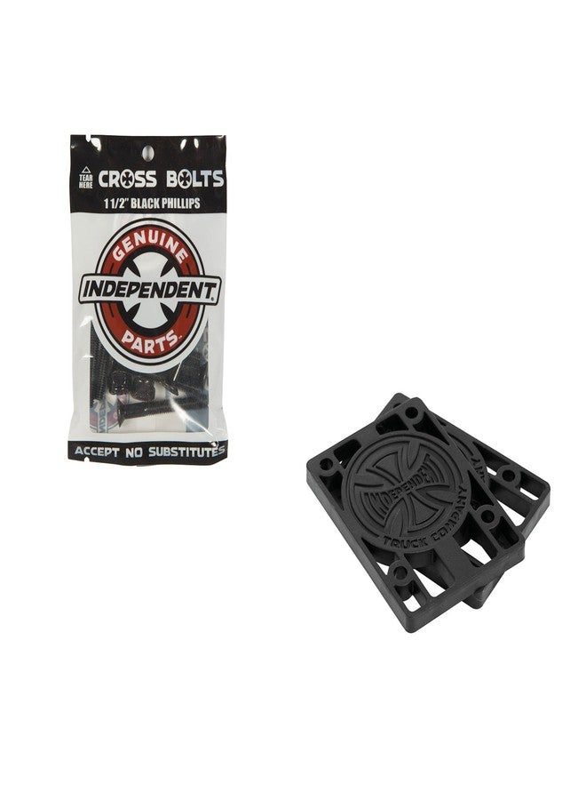 إنديبيندانت طقم وسادات رفع من Independent Trucks Hardware - 1.5 بوصة فيليبس أسود + رافعات 1/4 بوصة - Image 1