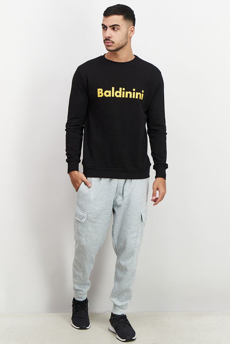 Baldinini Men Crew Neck Brand Logo Print Long Sleeves Sweatshirt, Black - Image 3