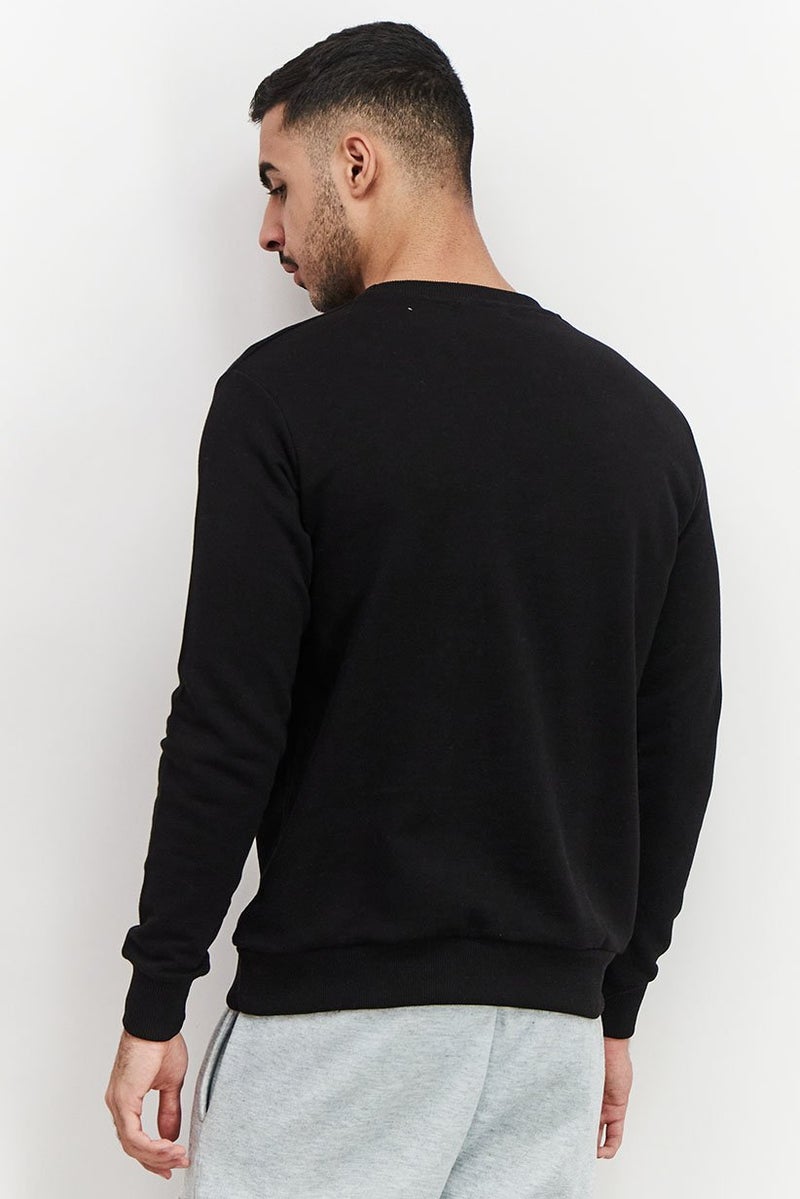 Baldinini Men Crew Neck Brand Logo Print Long Sleeves Sweatshirt, Black - Image 4