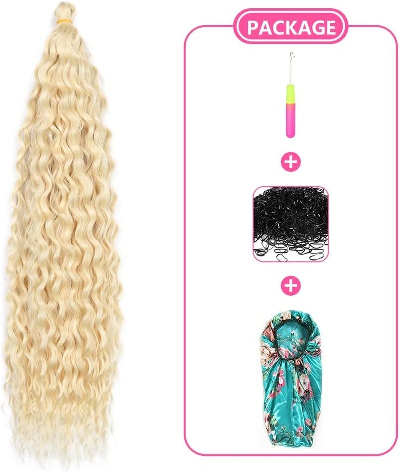 DSOAR Deep Twist Crochet Hair Hair Bundles Water Wave Synthetic Hair Extension Curly Braiding Ombre Curl Braiding Hairpiece, 22 Inch 3 Packs - Image 5