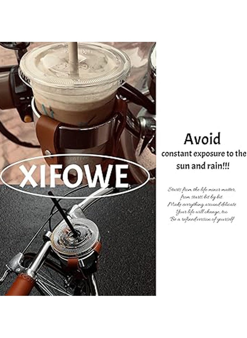 Generic intage Leather Bike Beverage Holder Cruiser Bike Coffee Cup Holder, Water Bottle Cup Holder with Metal Clamp for Beach Cruiser Motorcycle Bike Boat Stroller Walker Wheelchair Scooter Golf Cart  - Image 5