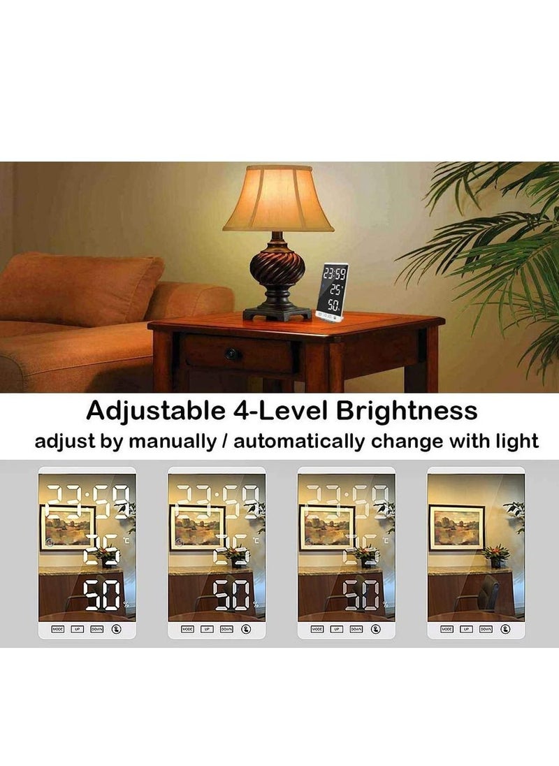 Arabest - New Digital Alarm Clock，Large LED Display Electronic Clocks with USB Ports and Temperature Detect Modern Mirror Desk Wall Clock for Bedroom Bedside Home Office - Image 1