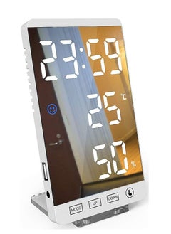 New Digital Alarm Clock，Large LED Display Electronic Clocks with USB Ports and Temperature Detect Modern Mirror Desk Wall Clock for Bedroom Bedside Home Office