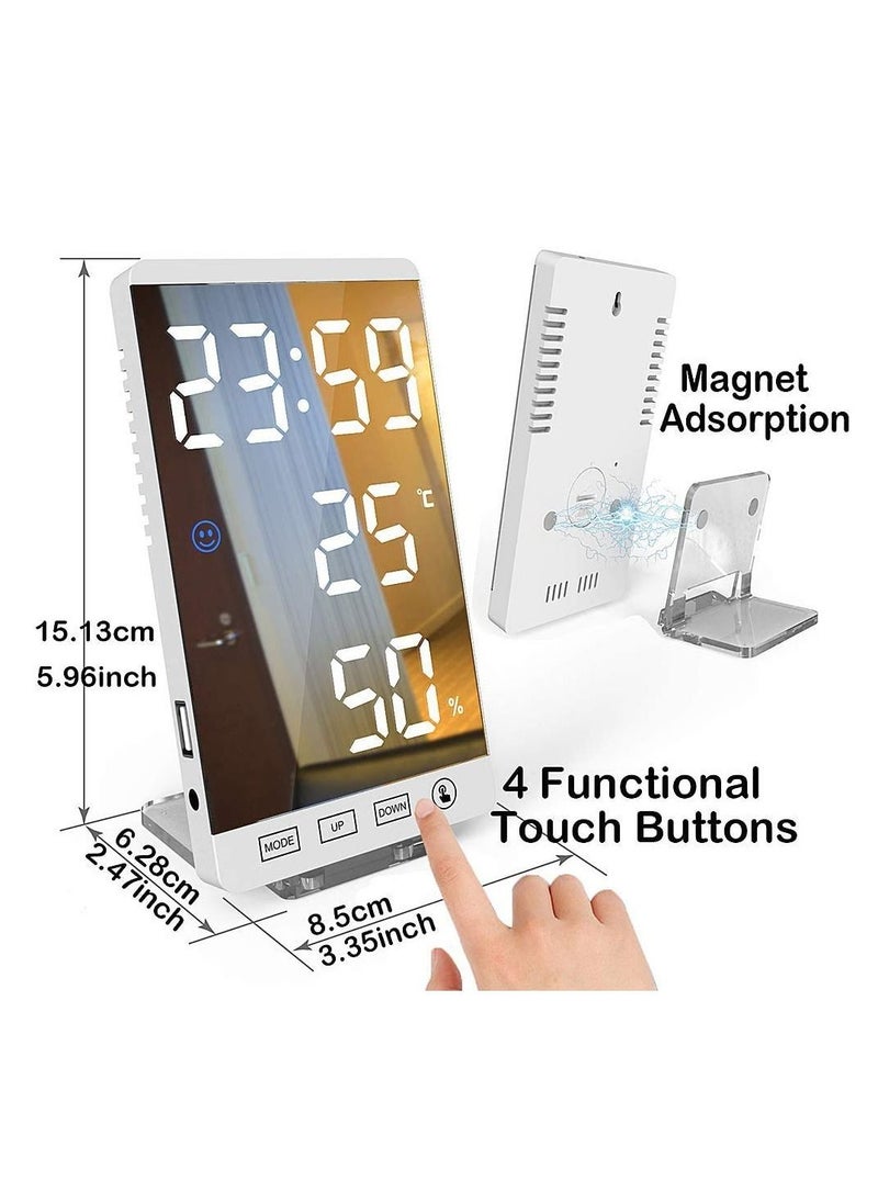 Arabest - New Digital Alarm Clock，Large LED Display Electronic Clocks with USB Ports and Temperature Detect Modern Mirror Desk Wall Clock for Bedroom Bedside Home Office - Image 1
