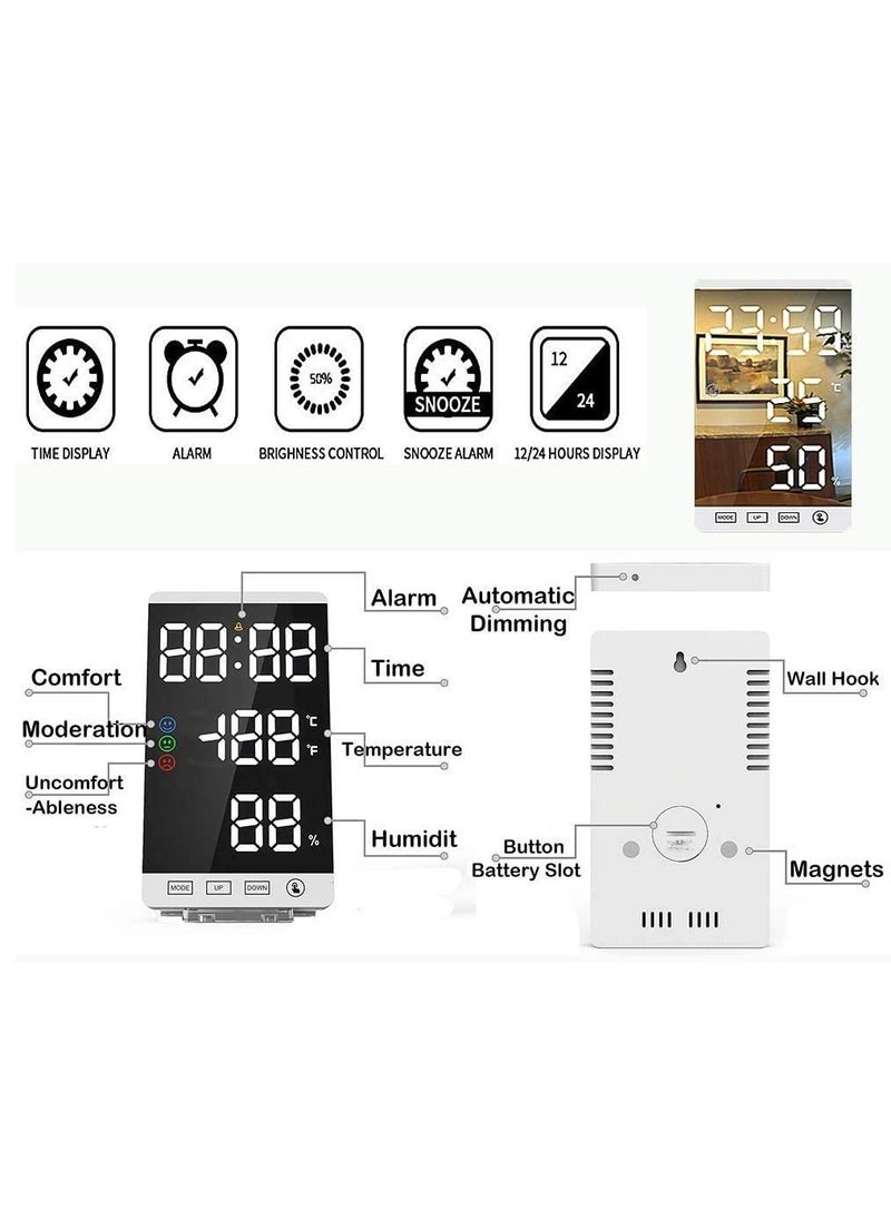 Arabest - New Digital Alarm Clock，Large LED Display Electronic Clocks with USB Ports and Temperature Detect Modern Mirror Desk Wall Clock for Bedroom Bedside Home Office - Image 1