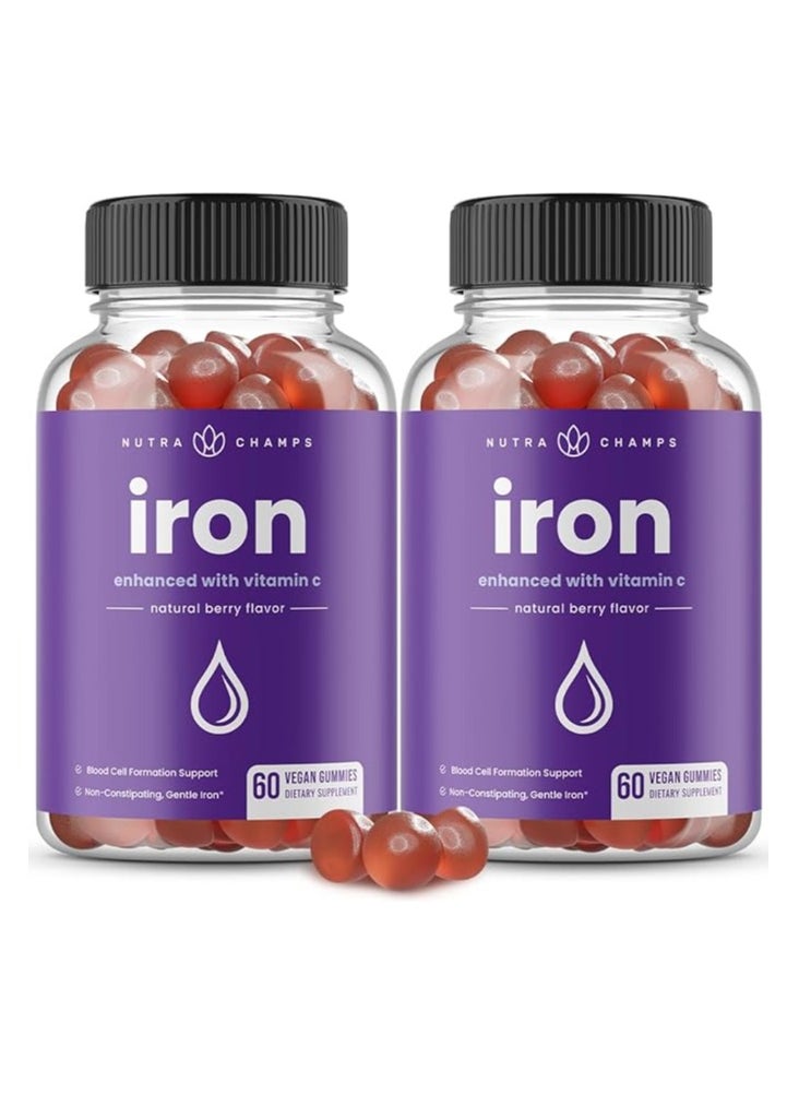 NutraChamps NutraChamps Iron Enhanced with Vitamin C Natural Fruit flavor 60 Gummies (Pack of 2)  - Image 1