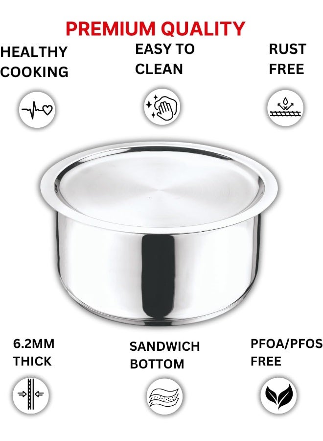 Vinod Stainless Steel 304 Grade Tope with Lid - 14 cm, 1.1 L (Induction Friendly) - Image 4