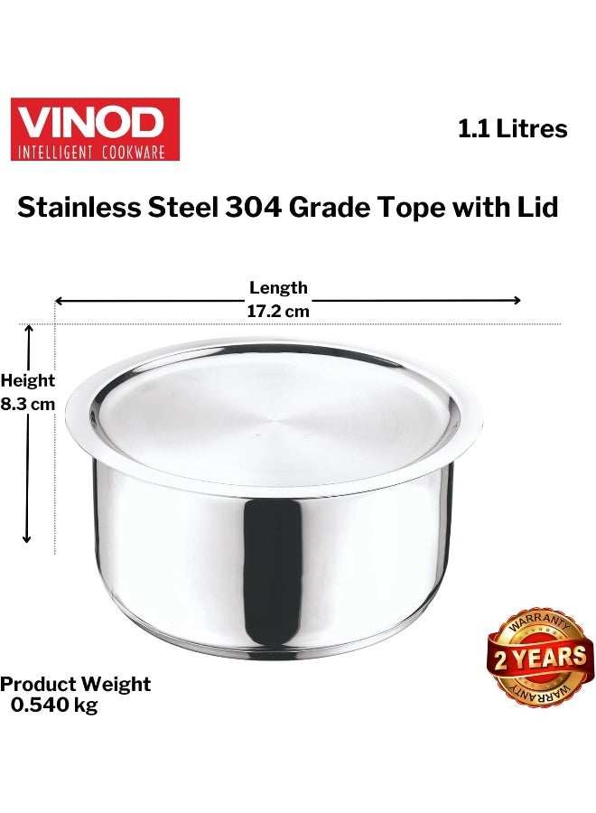 Vinod Stainless Steel 304 Grade Tope with Lid - 14 cm, 1.1 L (Induction Friendly) - Image 5