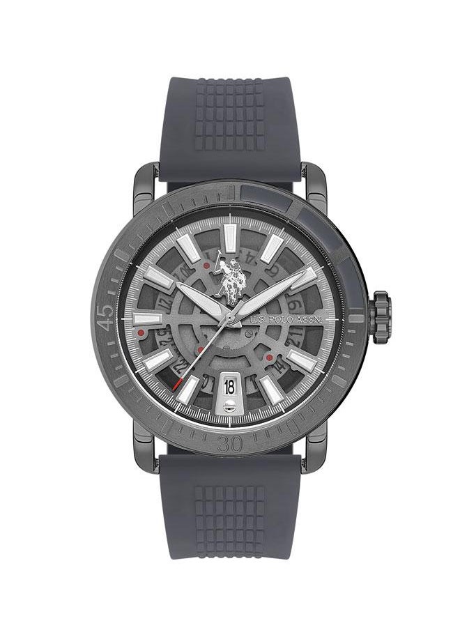 U.S. Polo Assn. U.S. Polo Assn. Yard Men's 43mm Grey Watch with Gunmetal Dial, Chronograph & Silicone Strap - USPA1058-02, Bold Statement Design  - Image 1