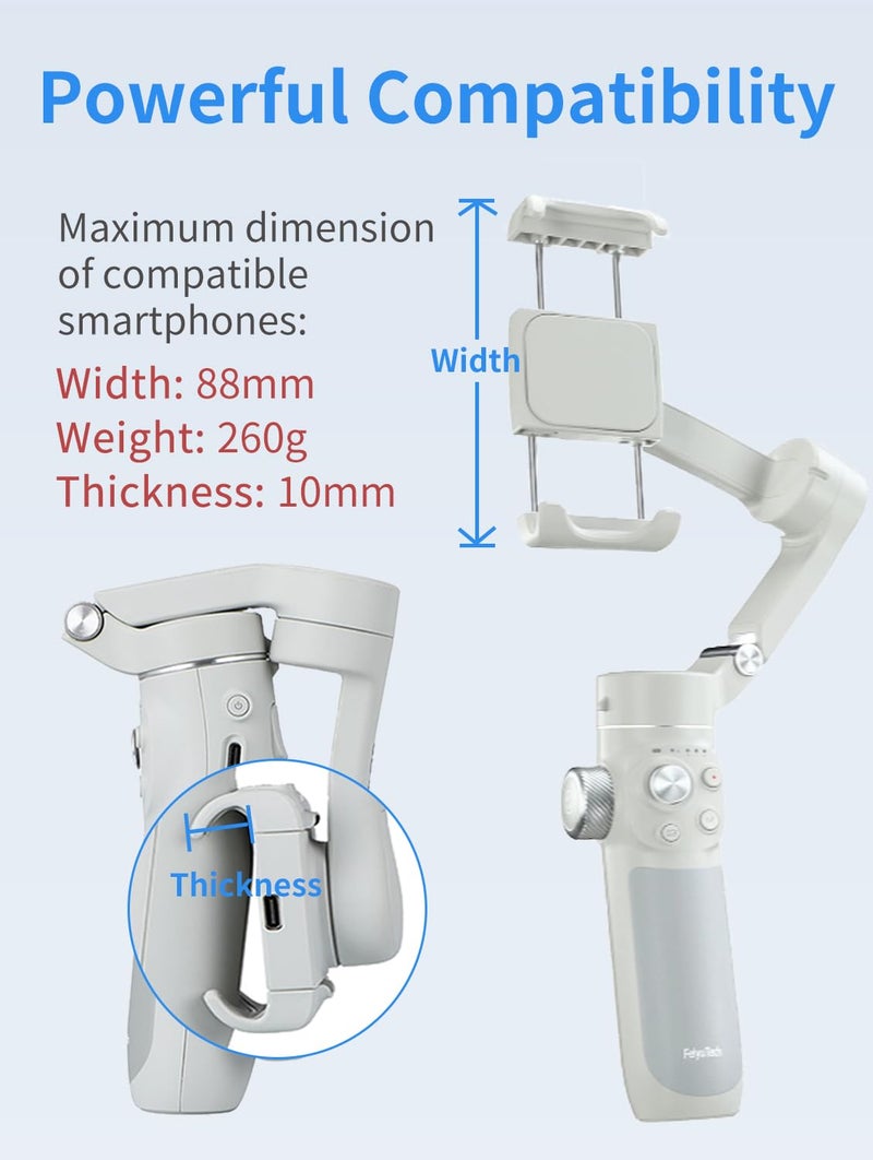 FeiyuTech FEIYU TECH Vb 4Se Gimbal Stabilizer for Smartphone,Foldable Phone for Video Recording,Gesture Control,Fit iPhone &Android,One-Key Vertical Shot for YouTube,Tiktok,Vlog,Live Stream,Max 0.69Lb,White - Image 4