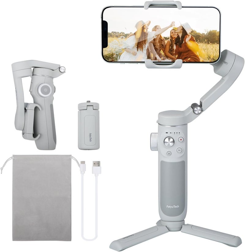 FeiyuTech FEIYU TECH Vb 4Se Gimbal Stabilizer for Smartphone,Foldable Phone for Video Recording,Gesture Control,Fit iPhone &Android,One-Key Vertical Shot for YouTube,Tiktok,Vlog,Live Stream,Max 0.69Lb,White - Image 1